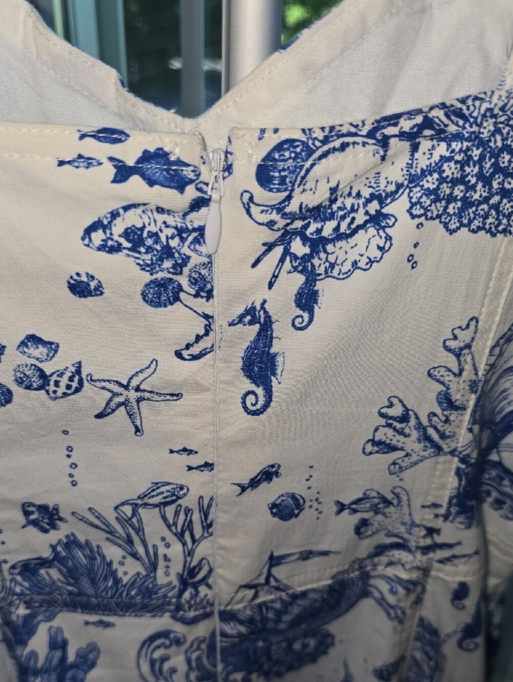 Avec Les Filles Blue and White Toile Midi Dress Size 8 - Picture 8 of 9